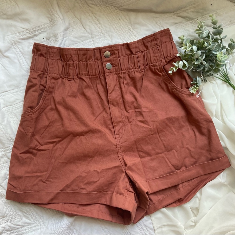 High Rise Paperbag Short in Dusty Coral